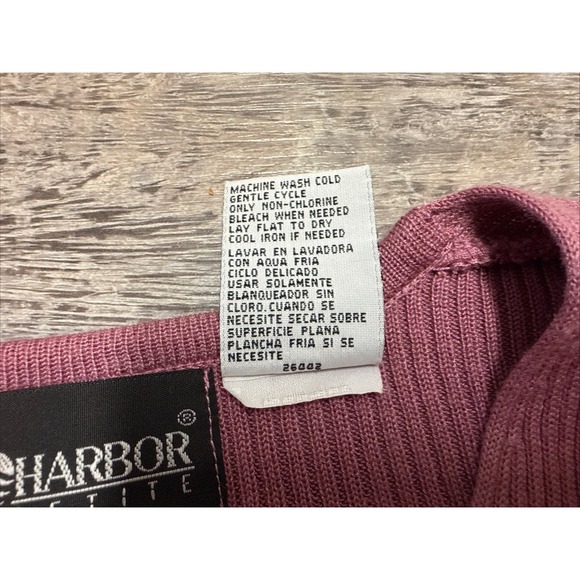 Vtg Sag Harbor Sweater Set Petite Mauve Twinset Cardigan Turtleneck 90s Y2K - Picture 8 of 15